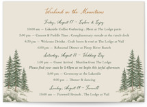 Whispering Pines Petite Wedding Weekend Itinerary Cards