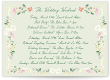 spring draped garland Petite Wedding Weekend Itinerary Cards