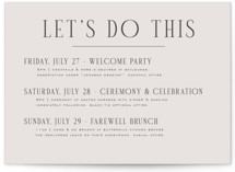 Close-up Petite Wedding Weekend Itinerary Cards