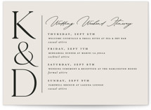 Modern Monogram Petite Wedding Weekend Itinerary Cards
