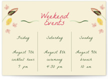 Romantic Tropical Wedding Petite Wedding Weekend Itinerary Cards