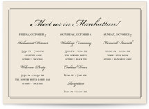 Uptown Formal Petite Wedding Weekend Itinerary Cards