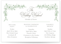 Romantic Garden Petite Wedding Weekend Itinerary Cards