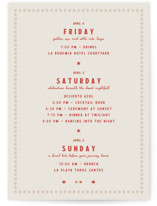 Coyota Petite Wedding Weekend Itinerary Cards