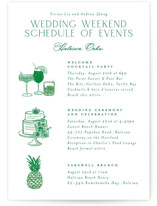 Tropical Toile Petite Wedding Weekend Itinerary Cards