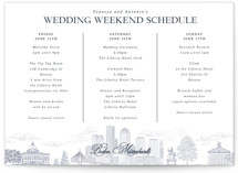 Boston Toile Petite Wedding Weekend Itinerary Cards