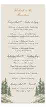Whispering Pines Tall Wedding Weekend Itinerary Cards