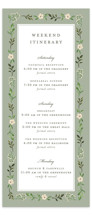 Greenery crest Tall Wedding Weekend Itinerary Cards