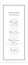 Engraved names Tall Wedding Weekend Itinerary Cards
