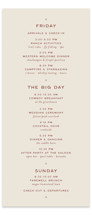 Rose Ink Tall Wedding Weekend Itinerary Cards