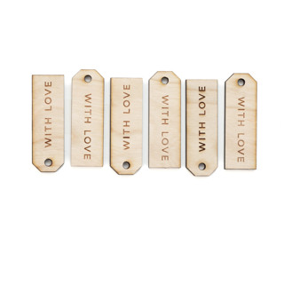 Set of 20 With Love Wood Tags Favor Tags
