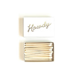 Howdy Matchbox, Gold on White Matchbooks and Matches