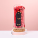 Ruby Red Wooden Long Tip Matches in Corked Glass Dome Matchbooks and Matches