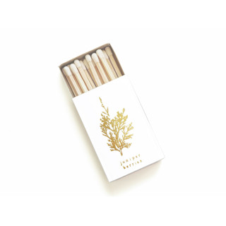 Juniper Berries Matchbox, Gold on White Matchbooks and Matches
