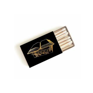 Book Lover Matchbox, Gold on Black Matchbooks and Matches