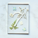 Silver-Lined Pressed Flower Table Number, Blue Table Numbers