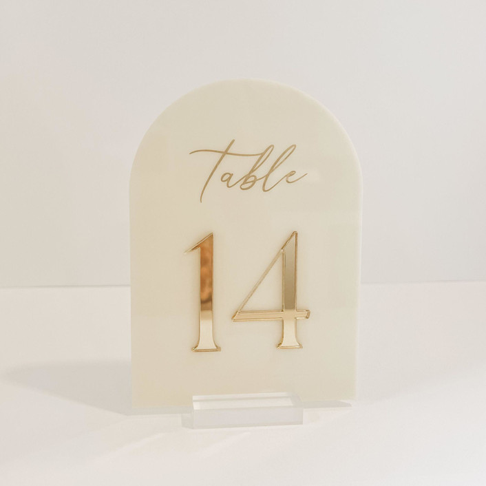 Ivory & Gold Arch Acrylic Table Number Table Numbers by Alexandra Ettis