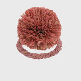 Straw pompom napkin rings, pink, set of four Napkin Rings