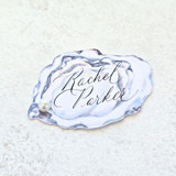 Watercolor Oyster with White Pearl Place Card- Personalized with Calligraphy- Set of 10 Place and Escort Cards