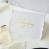 Custom Calligraphy Place Cards- Tent- Style Handmade Paper- Set of 10 Place and Escort Cards