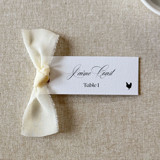 Slim Place Cards With Ivory Bow | Set Of 10 | Custom Text Place and Escort Cards