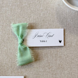 Slim Place Cards With Sage Green Bow | Set Of 10 | Custom Text Place and Escort Cards