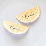 Watercolor Lemon- Personalized Hand-Calligraphed Watercolor Die-Cut Place Cards- Set of 10 Place and Escort Cards