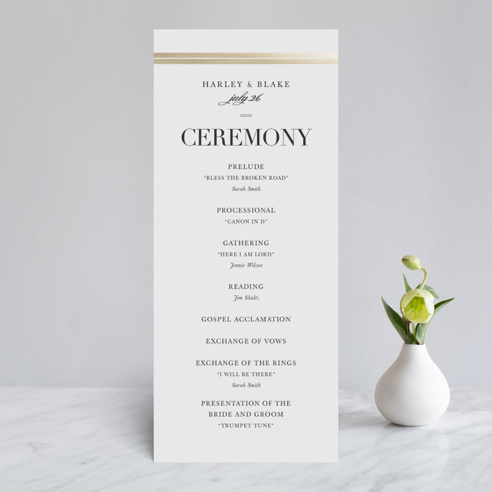 Gilded frame Foil-Pressed Wedding Programs by Stacey Meacham | Minted