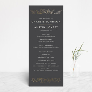 Delicate Botanicals Foil-Pressed Wedding Programs