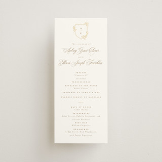 Monogram in Leaves Foil-Pressed Wedding Programs