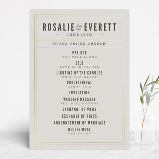 Classic Type Foil-Pressed Wedding Programs