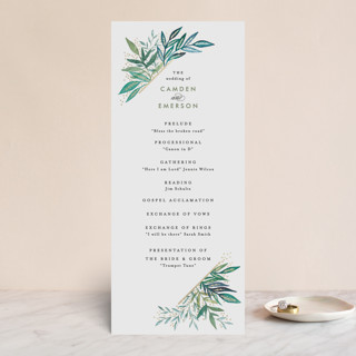 Painted Leaves Corner Foil-Pressed Wedding Programs