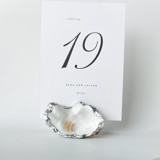 Silver Leaf Oyster Shell Table Number Card Holder Place Card Holders