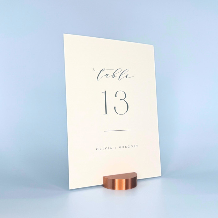 Copper Color Round Table Number Holder, Set of 5 Place Card Holders by Corduroy Effect Minted
