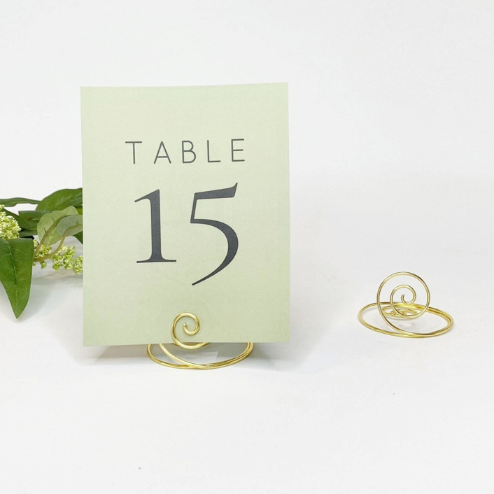 Gold Wire Spiral Table Number Card Holder, Set of 5 Place Card Holders by JV Country Creations