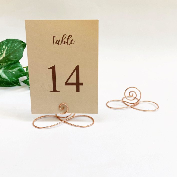 Rose Gold Wire Infinity Table Number Card Holder, Set of 5 Place Card