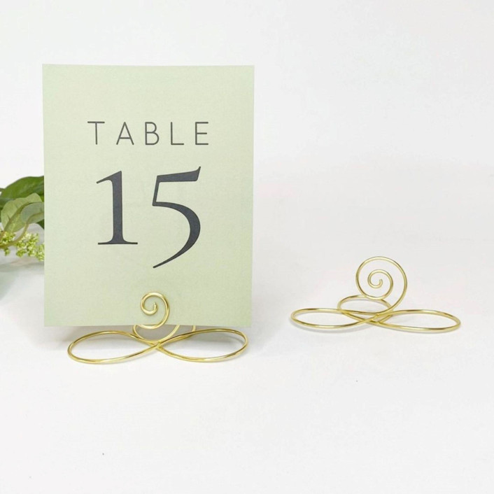 Gold Wire Infinity Table Number Card Holder, Set of 5 Place Card Holders by JV Country Creations