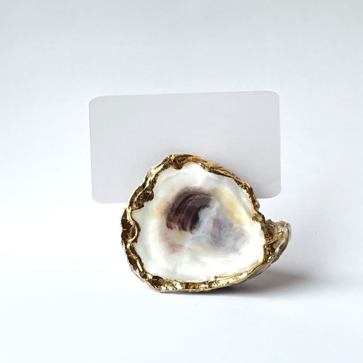 Gold Leaf Oyster Shell Place Card Holder Place Card Holders by Anna