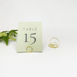 Gold Wire Circle Table Number Card Holder, Set of 5 Place Card Holders