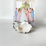 Silver Leaf Oyster Shell Photo Holder Place Card Holders