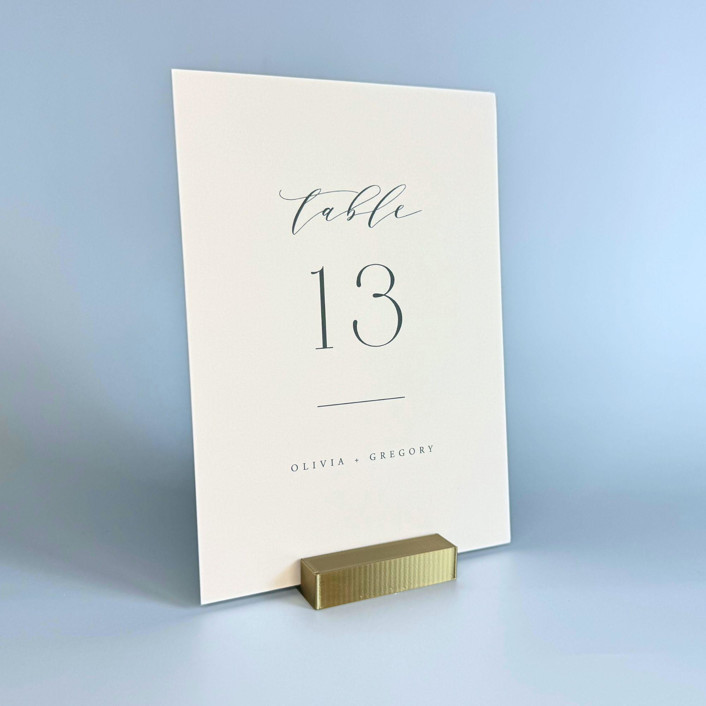 Brass Color Rectangle Table Number Holder, Set of 5 Place Card Holders by Corduroy Effect Minted