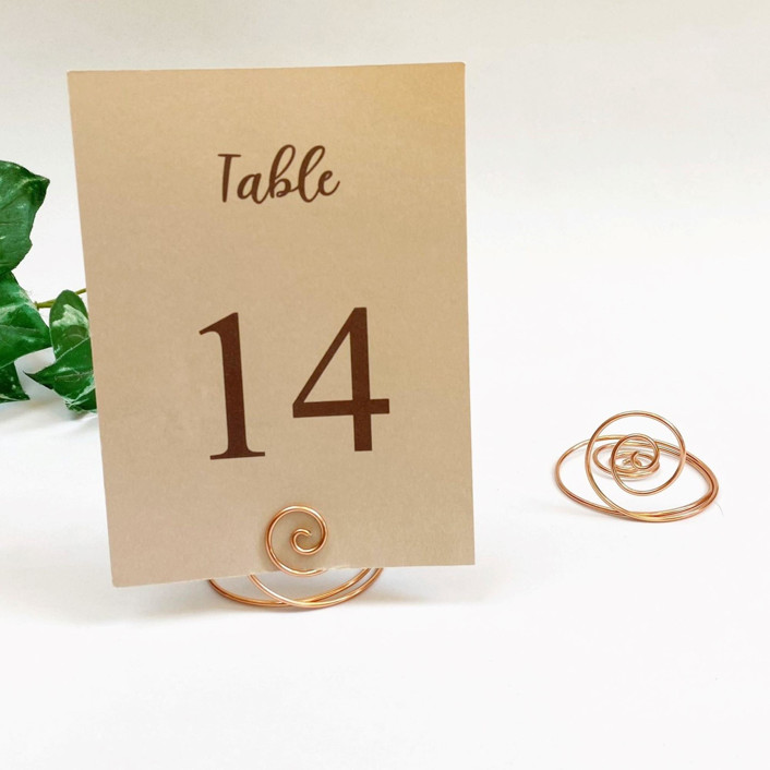 Rose Gold Wire Spiral Table Number Card Holder, Set of 5 Place Card