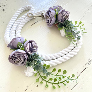 Dog Rope Leash with Lavender Flowers Wedding Pet Leashes