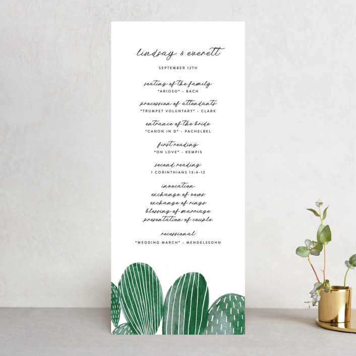 Painted Cacti Wedding Programs by Olivia Raufman | Minted