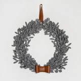 Big gray felt Christmas wreath with leather ribbon Wreaths