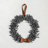 Small gray felt Christmas wreath with leather ribbon Wreaths