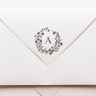 SELF-INK 'Alpine Meadow' Custom Monogram Stamp | Ground Espresso Ink Color | 1 Letter Rubber Stamps