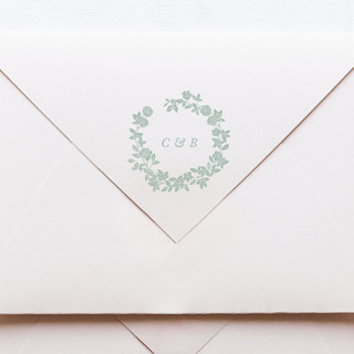 SELF-INK Vintage Roses Monogram Stamp No. 2 | Sky Blue Ink Color Rubber Stamps