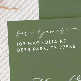 White Ink Script Couple Address Stamp Left-Aligned | Wooden Stamp Set Address Stamps