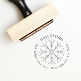 Simple Snowflake Return Address Stamp | Wood Handle Stamp Address Stamps